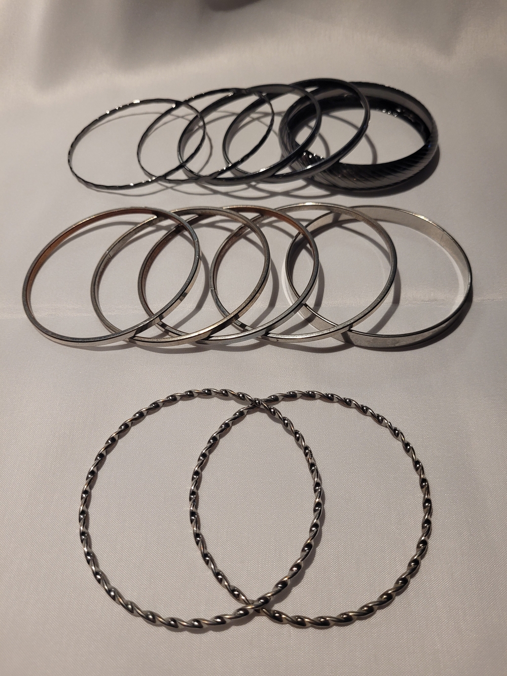 Silver Tone Women's Bangle Bracelet Set - 12 Pack